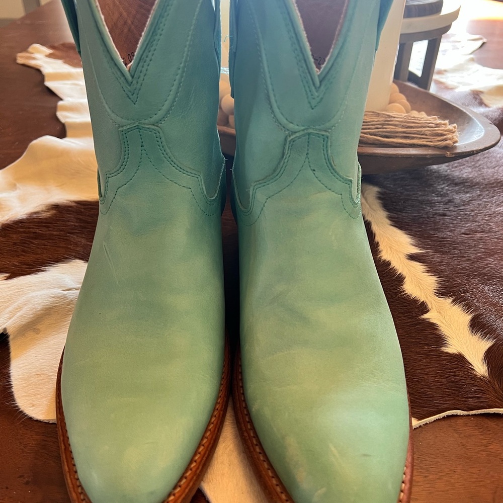 Tecovas Turquoise Leather Cowboy Boots